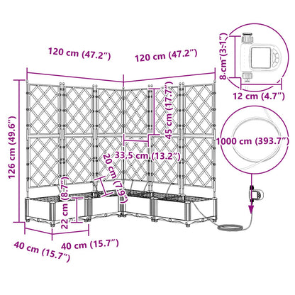 Garden Planter 5 pcs Grey 120 x 120 x 126 cm PP
