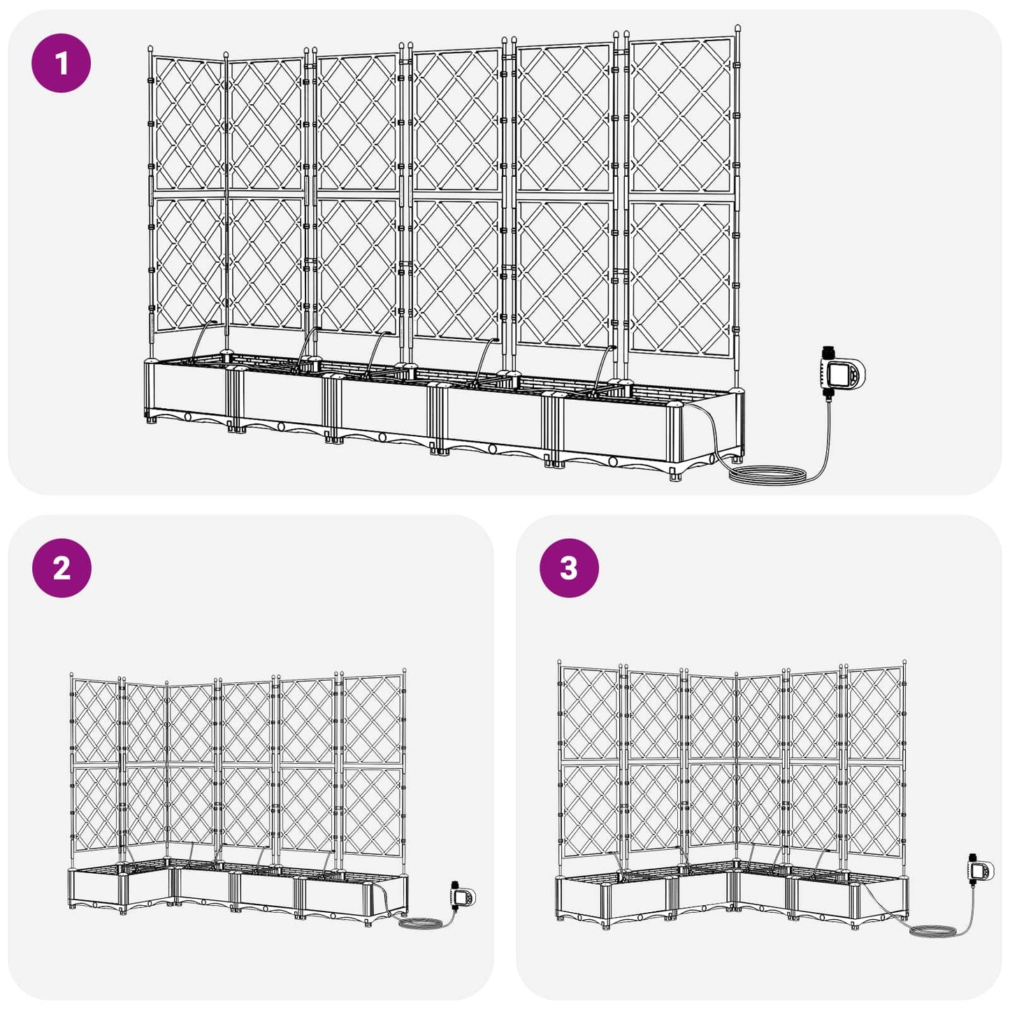 Garden Planter 5 pcs Grey 120 x 120 x 126 cm PP