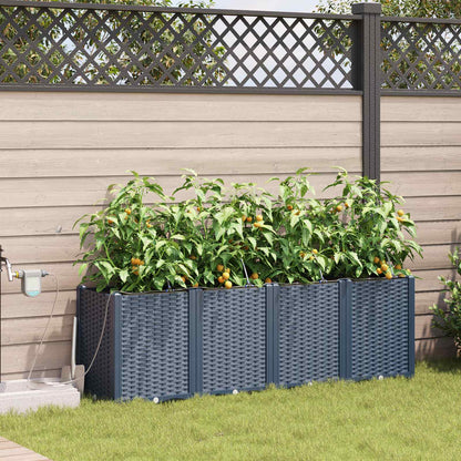 Garden Planter 4 pcs Grey 160 x 40 x 52 cm PP