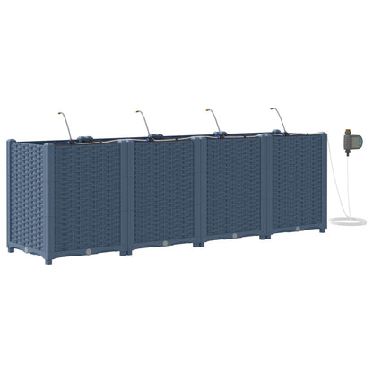 Garden Planter 4 pcs Grey 160 x 40 x 52 cm PP