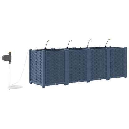 Garden Planter 4 pcs Grey 160 x 40 x 52 cm PP