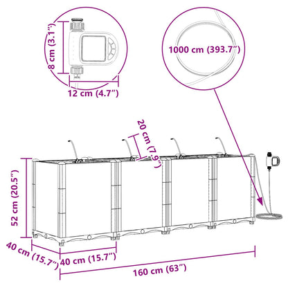Garden Planter 4 pcs Grey 160 x 40 x 52 cm PP