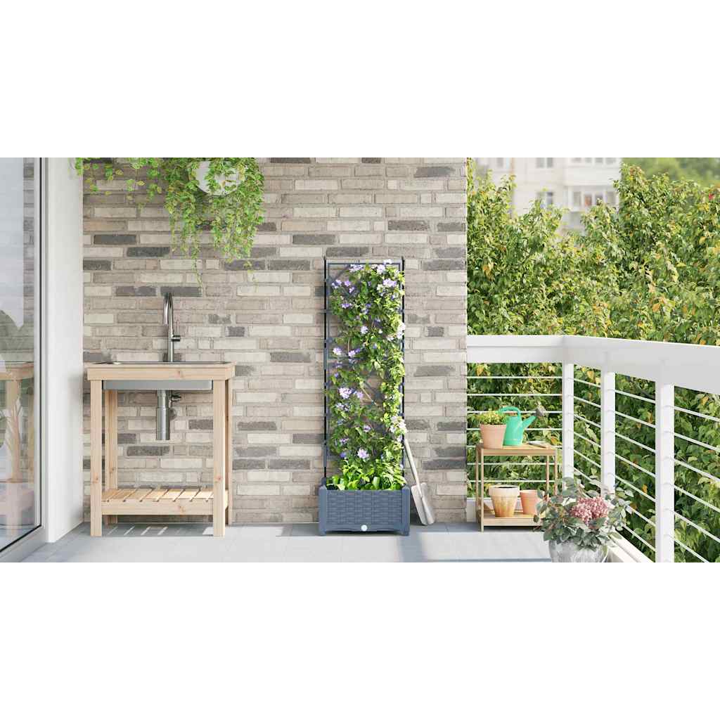 Garden Planter LiGht Grey 40 x 40 x 125.5 cm PP