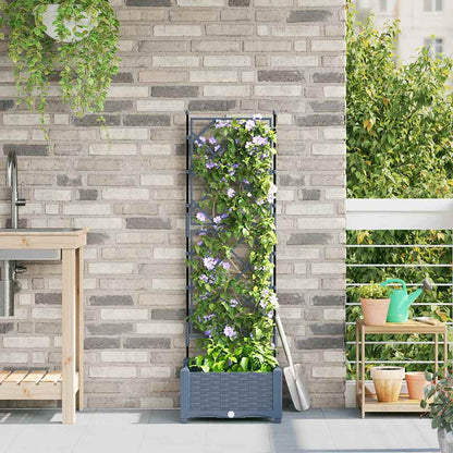 Garden Planter LiGht Grey 40 x 40 x 125.5 cm PP
