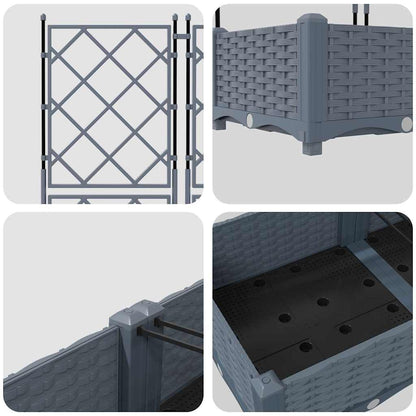 Garden Planter 2 pcs LiGht Grey 80 x 40 x 125.5 cm PP