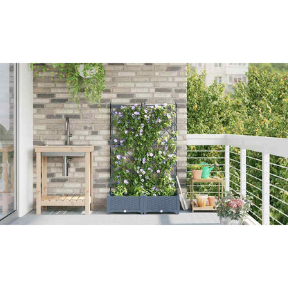Garden Planter 2 pcs LiGht Grey 80 x 40 x 125.5 cm PP