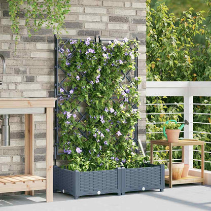 Garden Planter 2 pcs LiGht Grey 80 x 40 x 125.5 cm PP