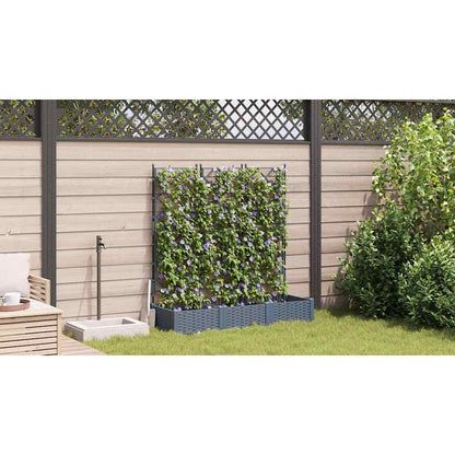 Garden Planter 3 pcs LiGht Grey 120 x 40 x 125.5 cm PP