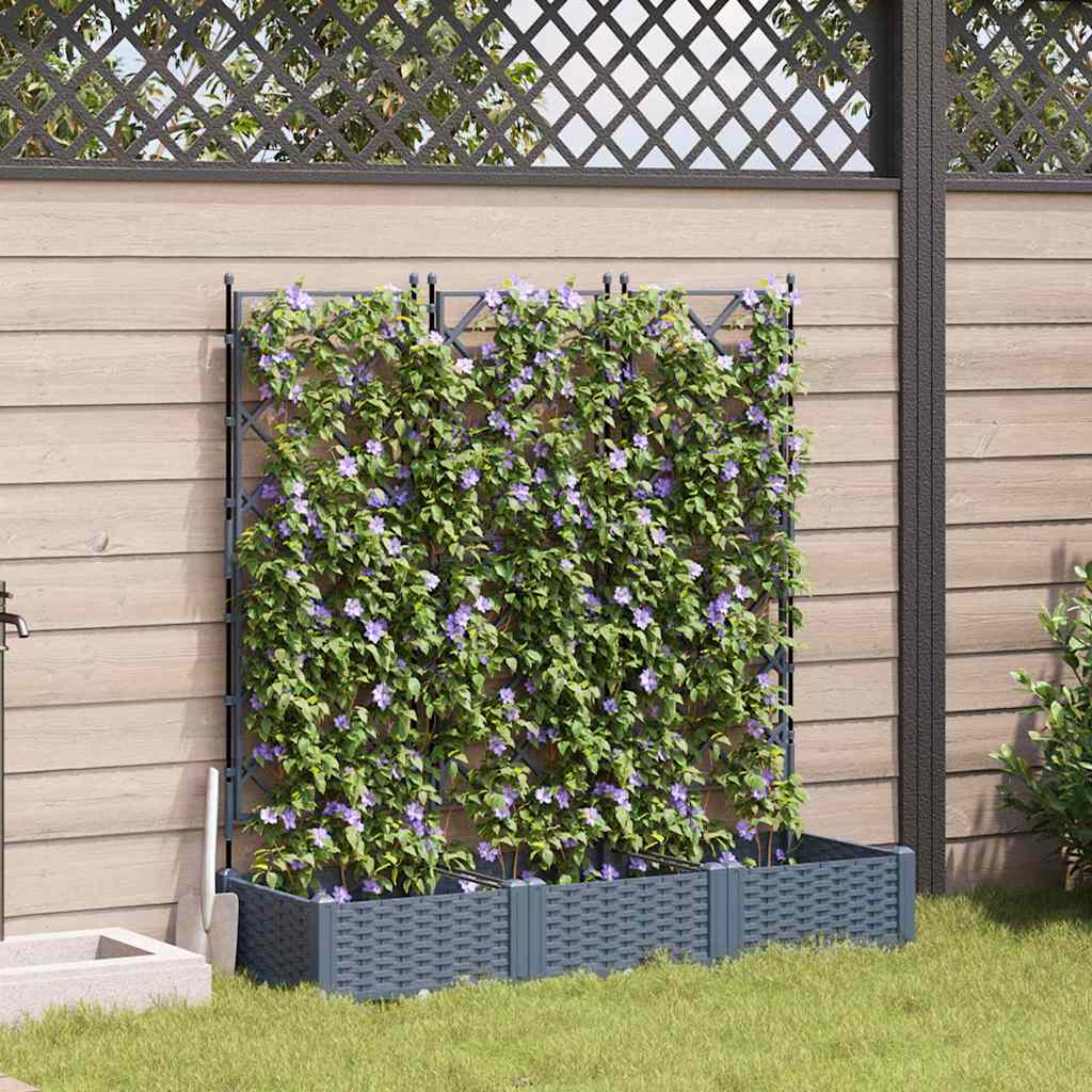 Garden Planter 3 pcs LiGht Grey 120 x 40 x 125.5 cm PP