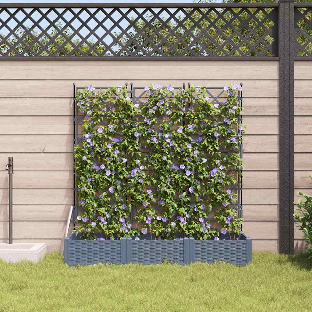 Garden Planter 3 pcs LiGht Grey 120 x 40 x 125.5 cm PP