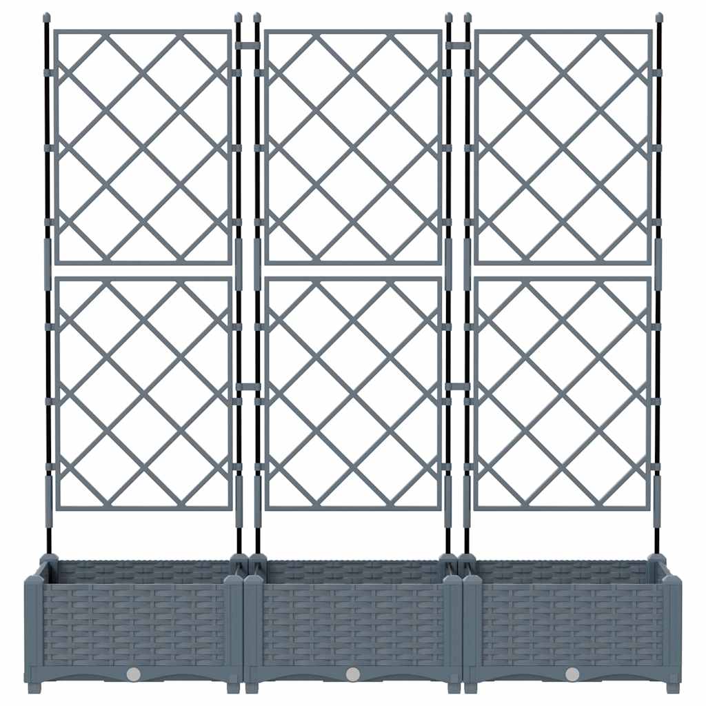 Garden Planter 3 pcs LiGht Grey 120 x 40 x 125.5 cm PP