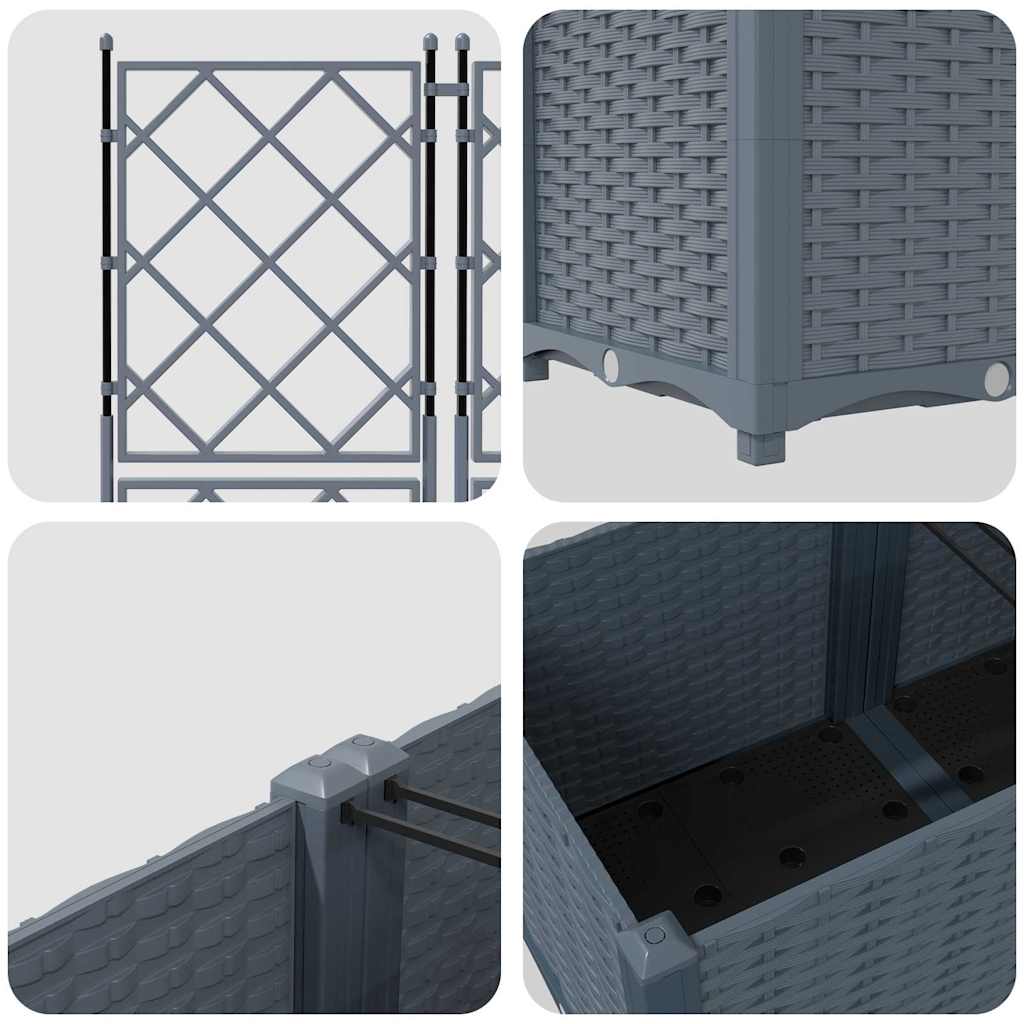 Garden Planter 3 pcs LiGht Grey 120 x 40 x 143 cm PP