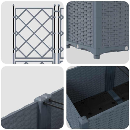 Garden Planter 3 pcs LiGht Grey 120 x 40 x 143 cm PP