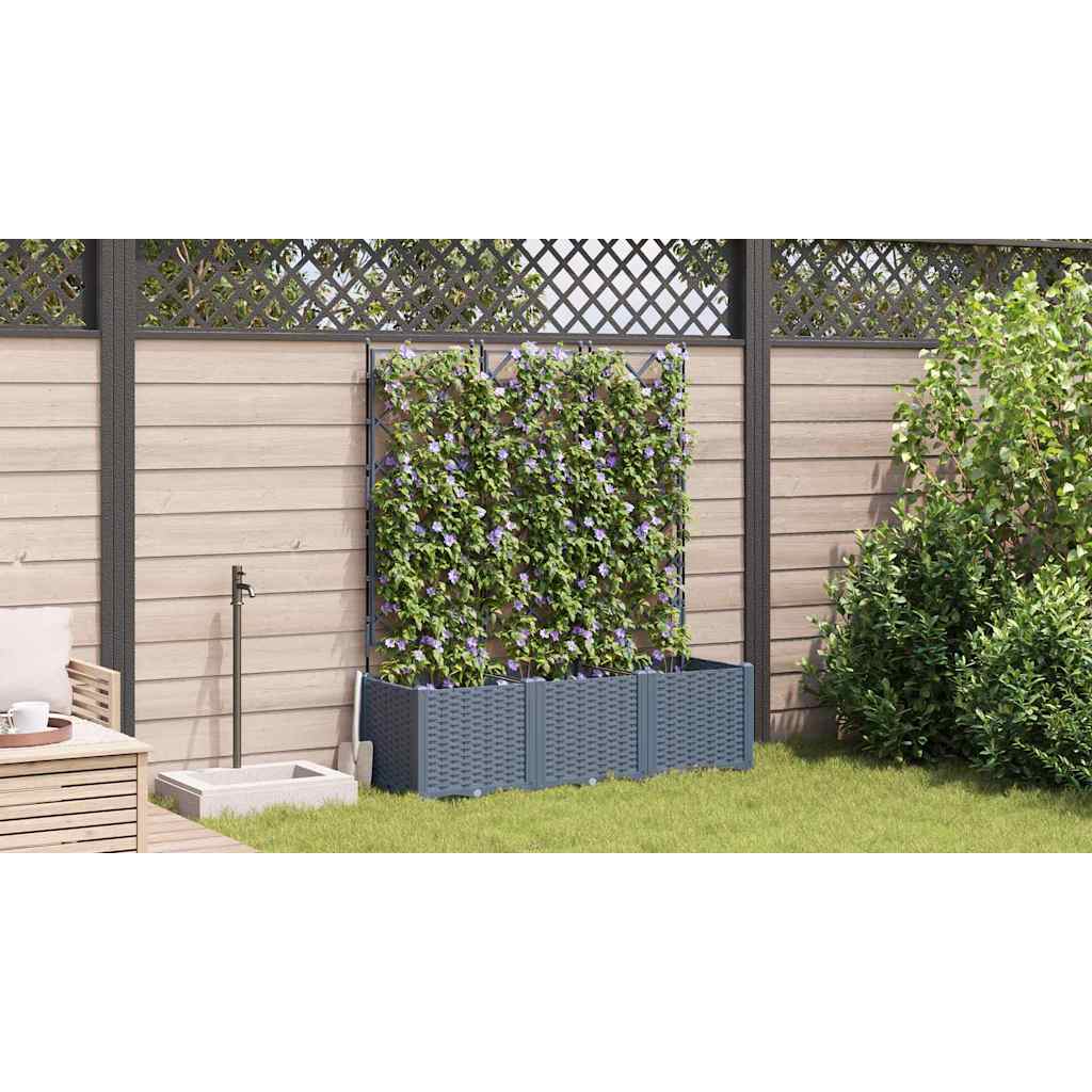 Garden Planter 3 pcs LiGht Grey 120 x 40 x 143 cm PP