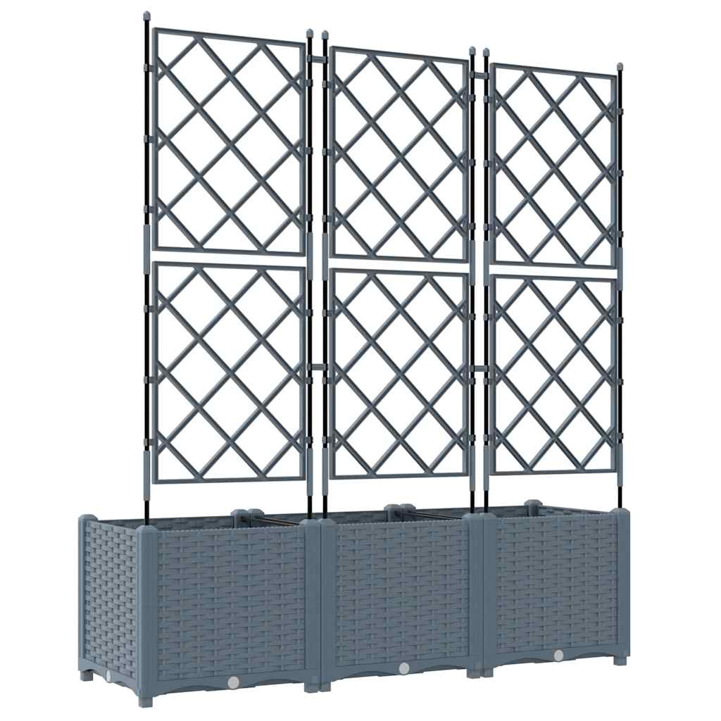Garden Planter 3 pcs LiGht Grey 120 x 40 x 143 cm PP