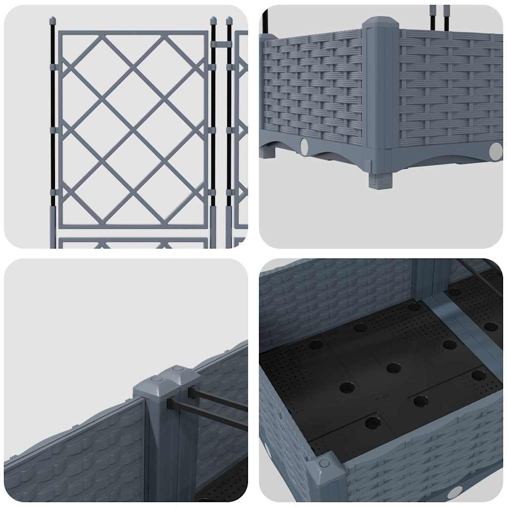 Garden Planter 5 pcs LiGht Grey 120 x 120 x 125.5 cm PP