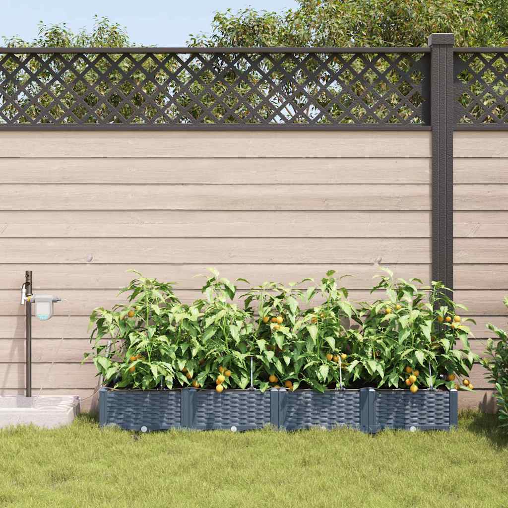 Garden Planter 4 pcs LiGht Grey 160 x 40 x 22 cm PP