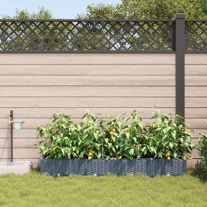 Garden Planter 4 pcs LiGht Grey 160 x 40 x 22 cm PP