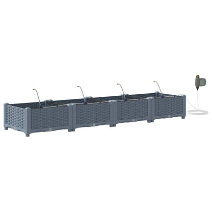 Garden Planter 4 pcs LiGht Grey 160 x 40 x 22 cm PP