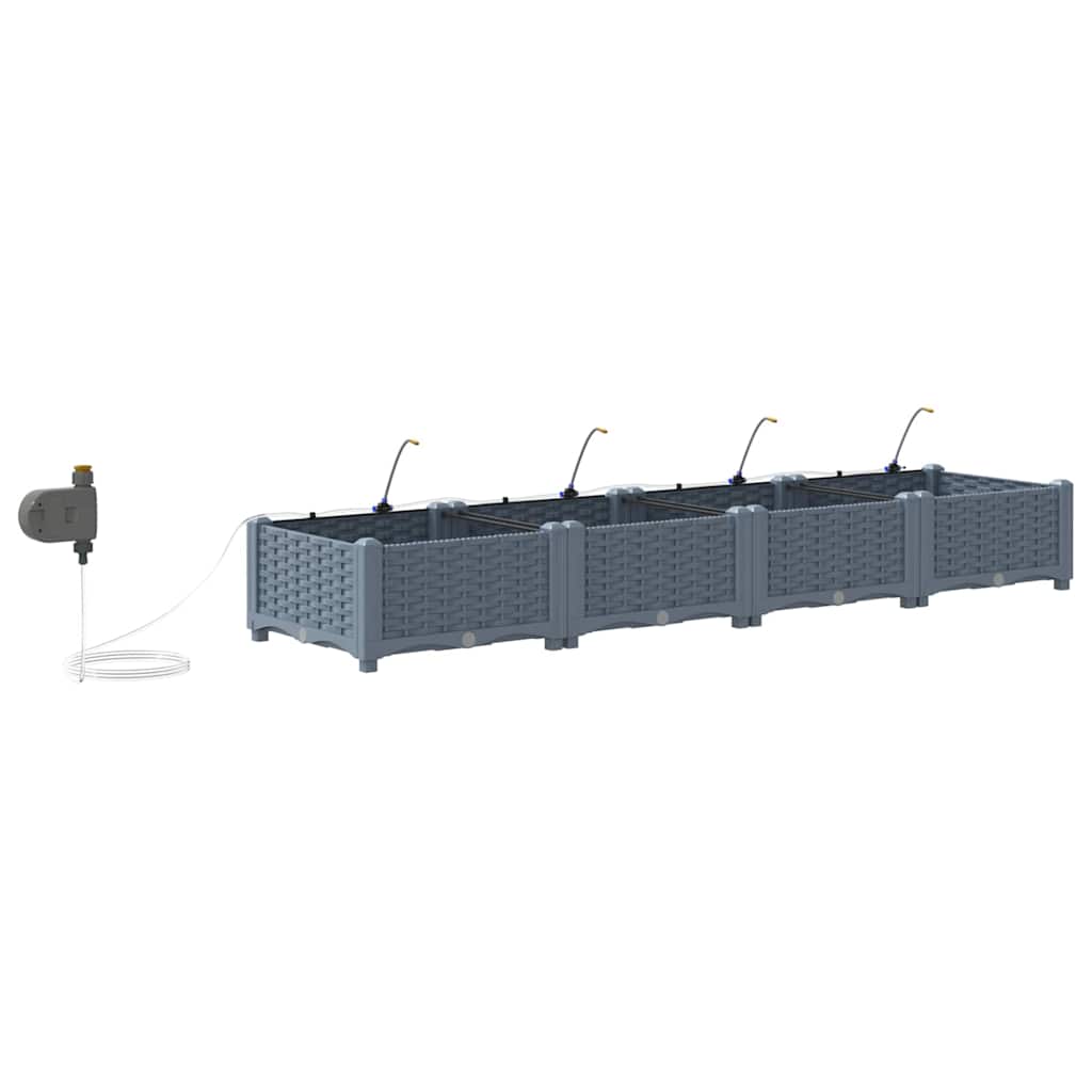 Garden Planter 4 pcs LiGht Grey 160 x 40 x 22 cm PP