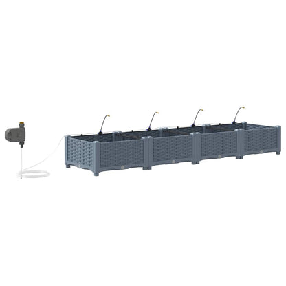 Garden Planter 4 pcs LiGht Grey 160 x 40 x 22 cm PP