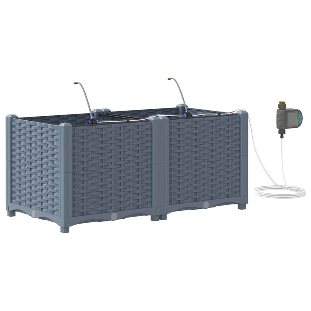 Garden Planter 2 pcs LiGht Grey 80 x 40 x 37.5 cm PP