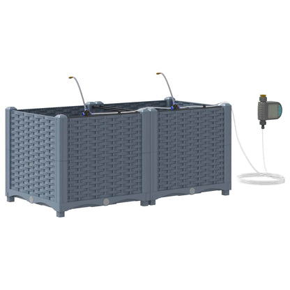 Garden Planter 2 pcs LiGht Grey 80 x 40 x 37.5 cm PP
