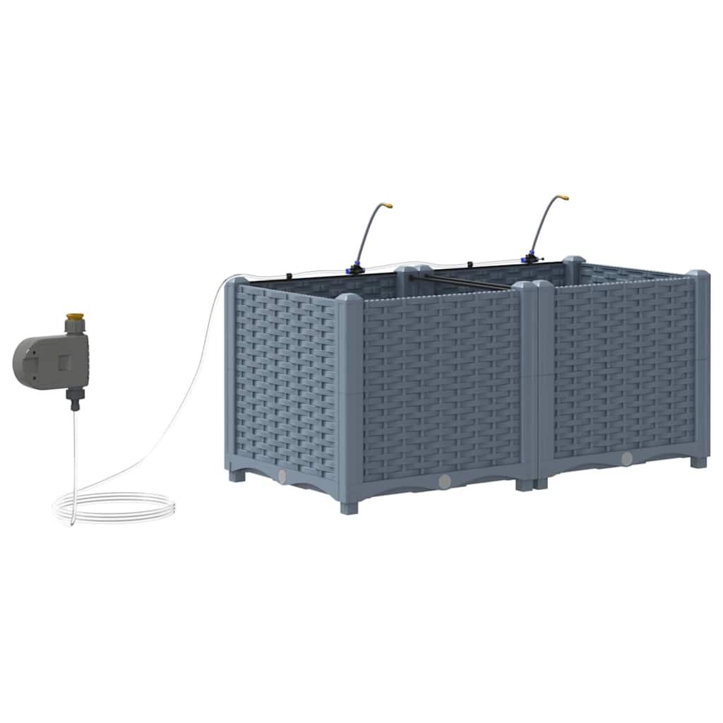 Garden Planter 2 pcs LiGht Grey 80 x 40 x 37.5 cm PP
