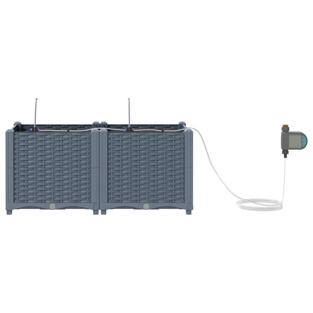 Garden Planter 2 pcs LiGht Grey 80 x 40 x 37.5 cm PP