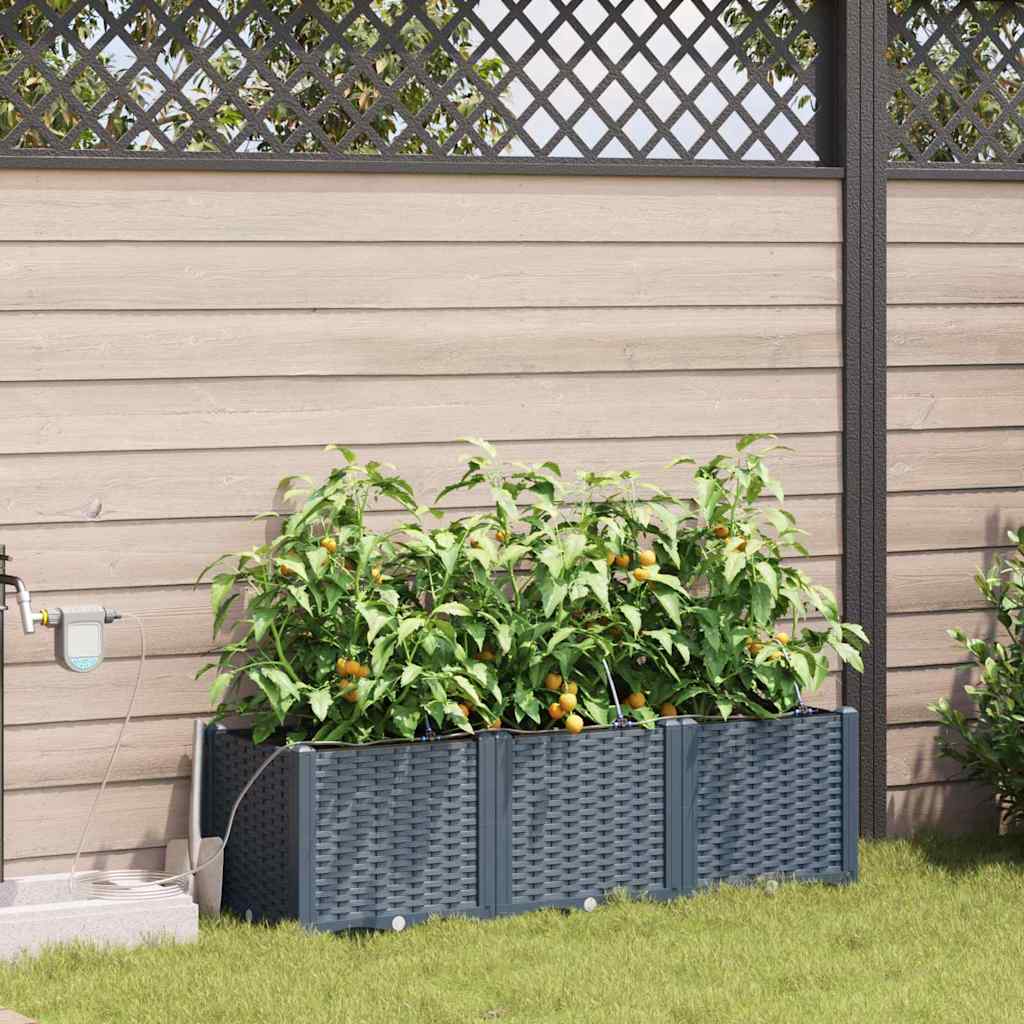 Garden Planter 3 pcs LiGht Grey 120 x 40 x 37.5 cm PP