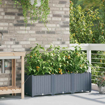 Garden Planter 3 pcs LiGht Grey 120 x 40 x 37.5 cm PP