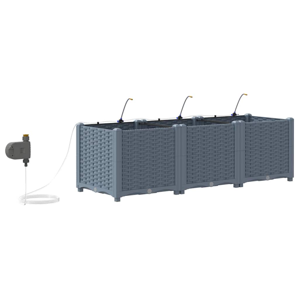 Garden Planter 3 pcs LiGht Grey 120 x 40 x 37.5 cm PP