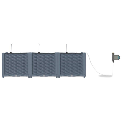 Garden Planter 3 pcs LiGht Grey 120 x 40 x 37.5 cm PP
