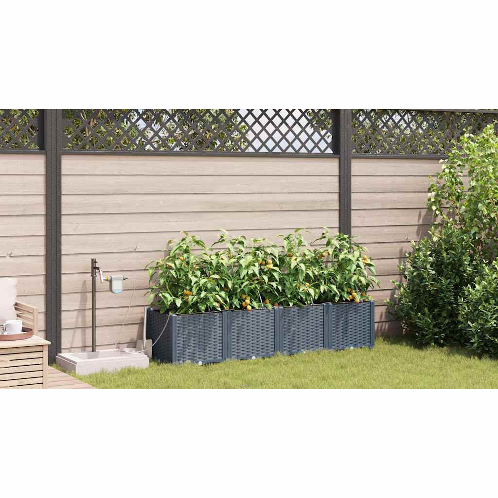 Garden Planter 4 pcs LiGht Grey 160 x 40 x 37.5 cm PP