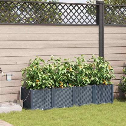 Garden Planter 4 pcs LiGht Grey 160 x 40 x 37.5 cm PP