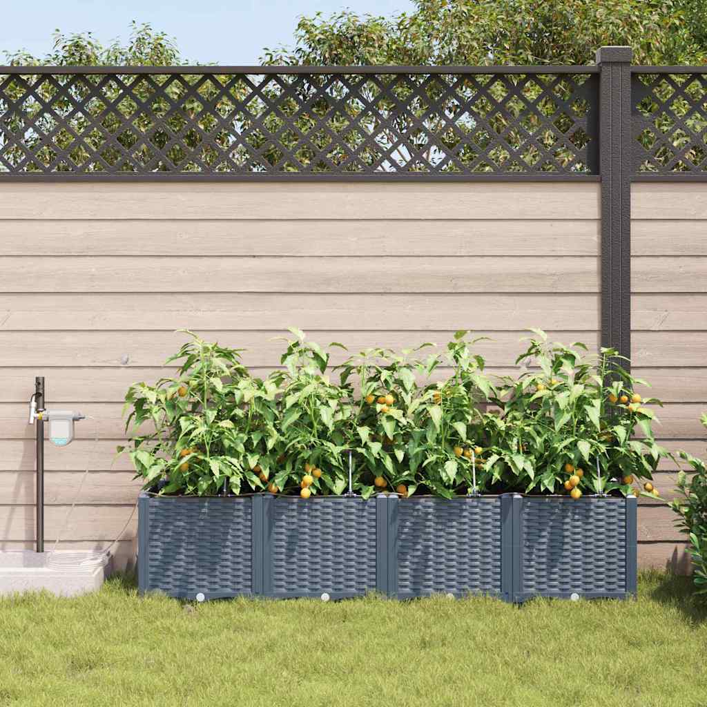 Garden Planter 4 pcs LiGht Grey 160 x 40 x 37.5 cm PP