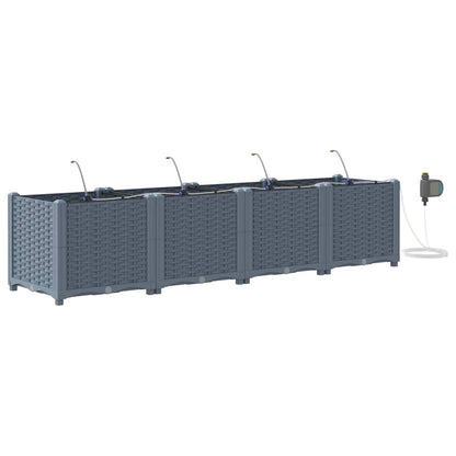 Garden Planter 4 pcs LiGht Grey 160 x 40 x 37.5 cm PP