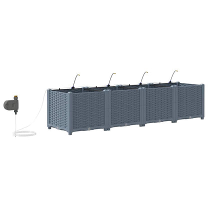 Garden Planter 4 pcs LiGht Grey 160 x 40 x 37.5 cm PP