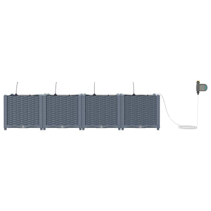 Garden Planter 4 pcs LiGht Grey 160 x 40 x 37.5 cm PP