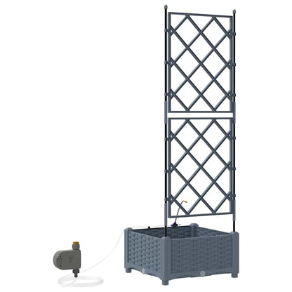Garden Planter LiGht Grey 40 x 40 x 126 cm PP