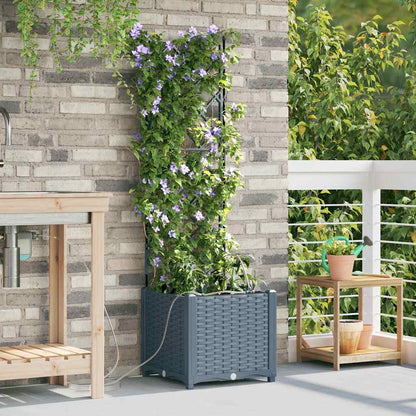 Garden Planter 2 pcs LiGht Grey 40 x 40 x 142 cm PP