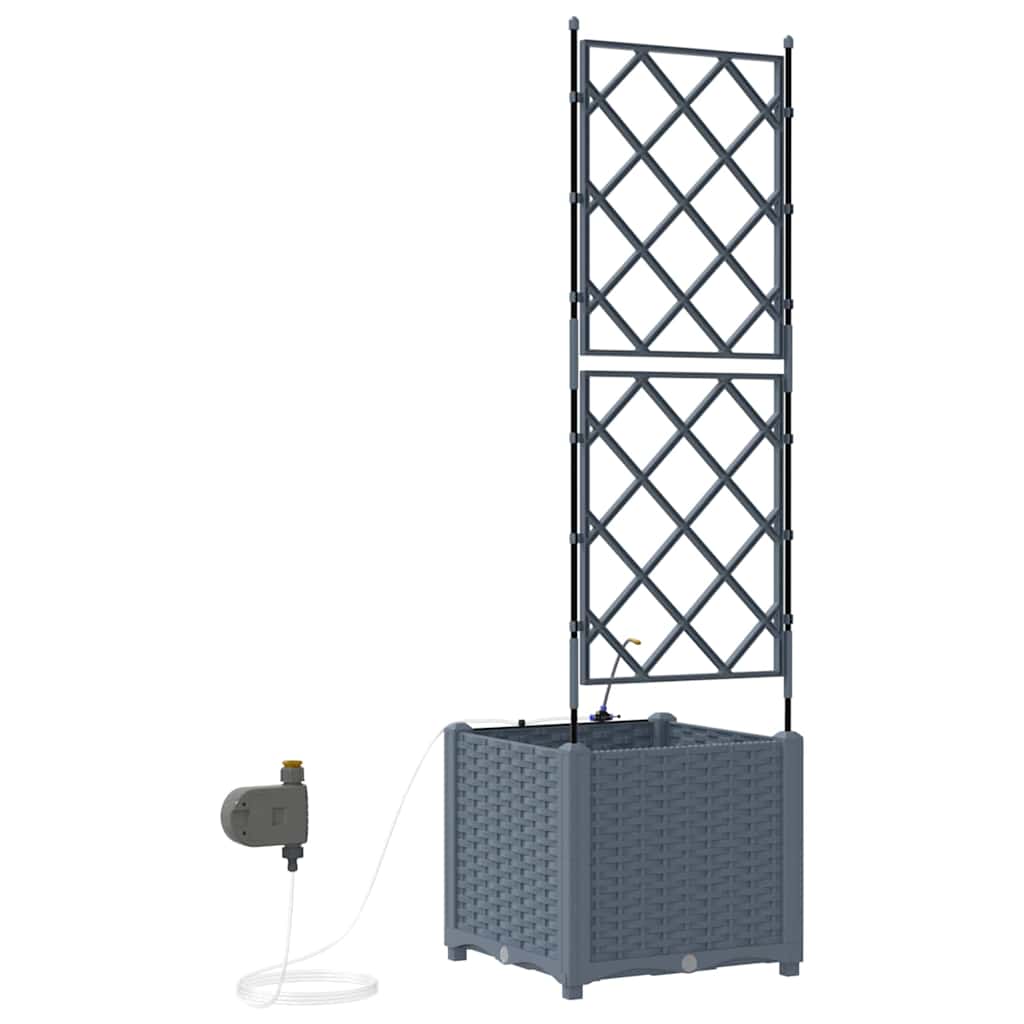 Garden Planter 2 pcs LiGht Grey 40 x 40 x 142 cm PP