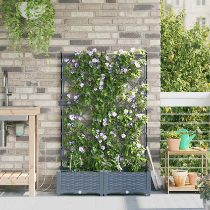 Garden Planter 2 pcs LiGht Grey 80 x 40 x 126 cm PP