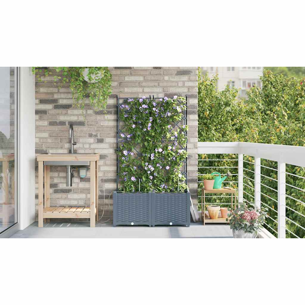 Garden Planter 2 pcs LiGht Grey 80 x 40 x 142 cm PP