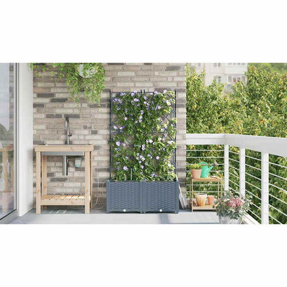 Garden Planter 2 pcs LiGht Grey 80 x 40 x 142 cm PP