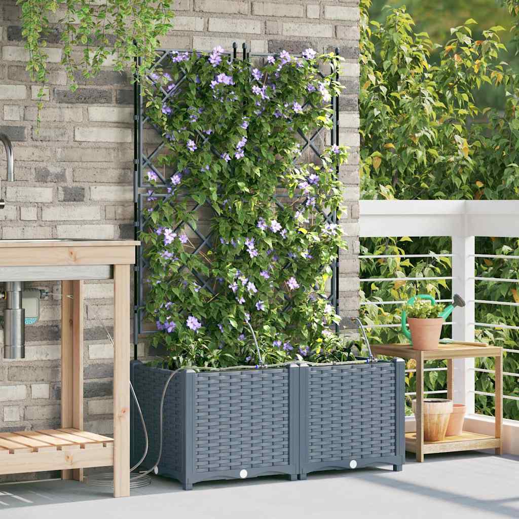 Garden Planter 2 pcs LiGht Grey 80 x 40 x 142 cm PP