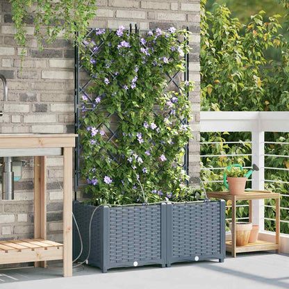 Garden Planter 2 pcs LiGht Grey 80 x 40 x 142 cm PP