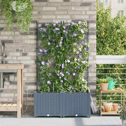 Garden Planter 2 pcs LiGht Grey 80 x 40 x 142 cm PP