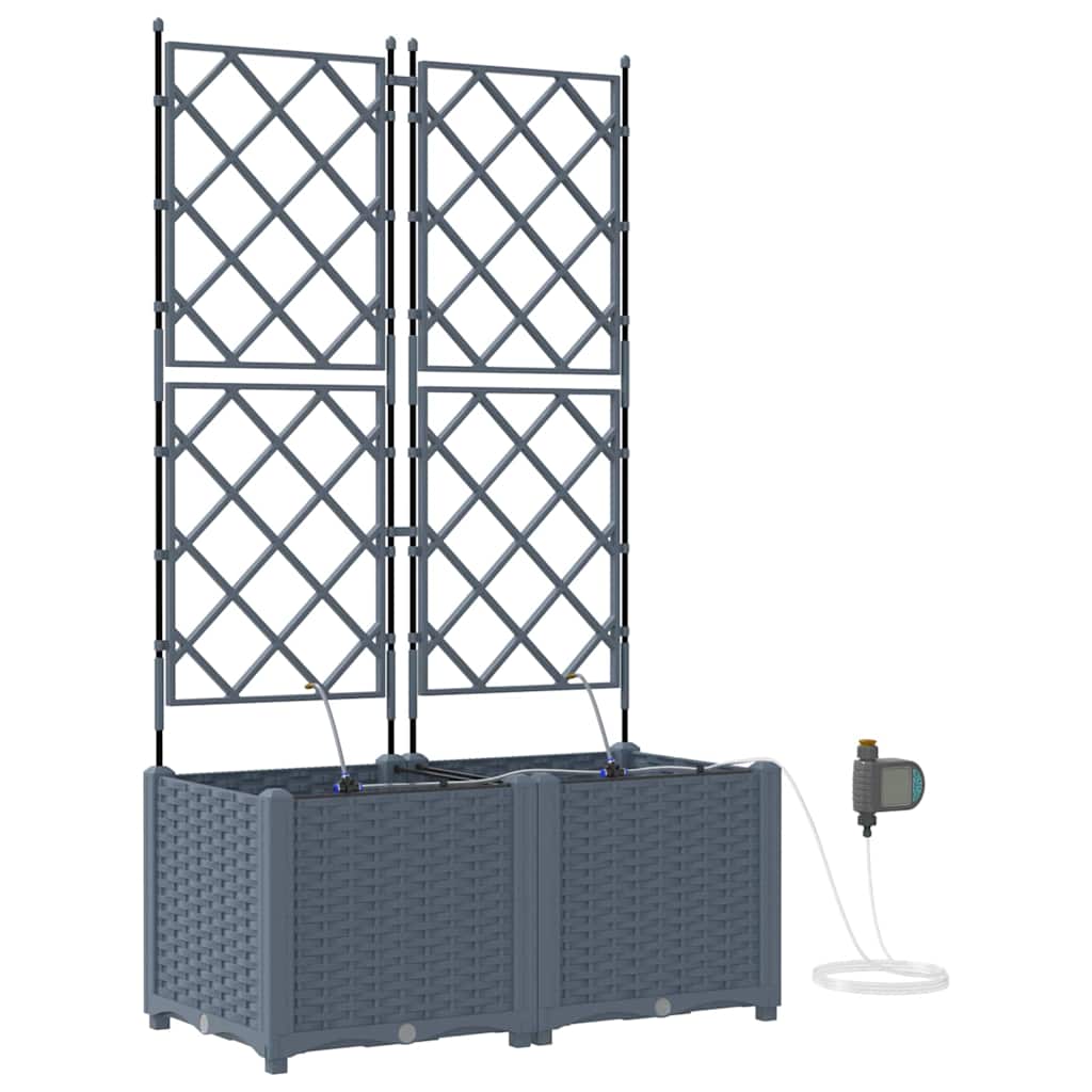 Garden Planter 2 pcs LiGht Grey 80 x 40 x 142 cm PP