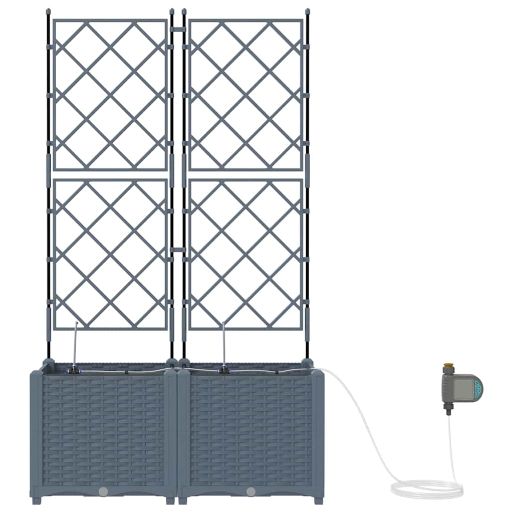 Garden Planter 2 pcs LiGht Grey 80 x 40 x 142 cm PP
